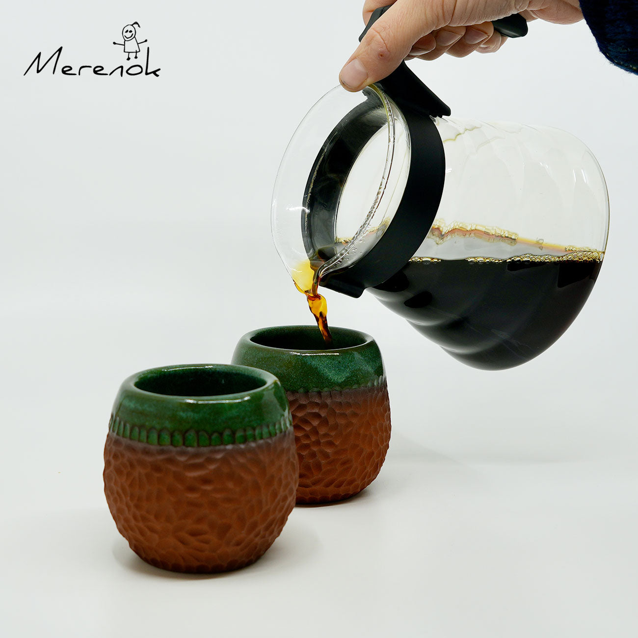 Terracotta en groen kopje 180 ml - Merenok Ceramics