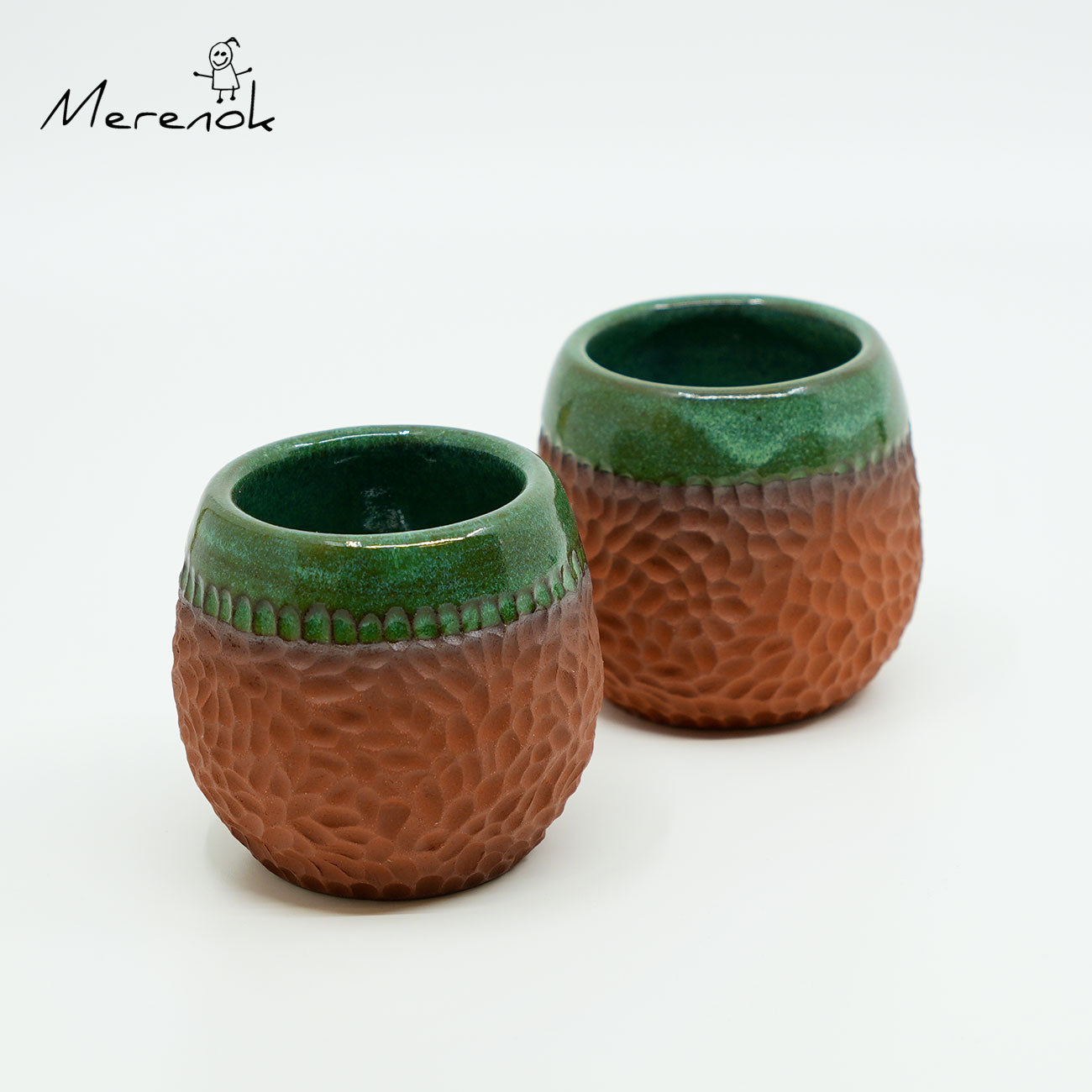 Terracotta en groen kopje 180 ml - Merenok Ceramics