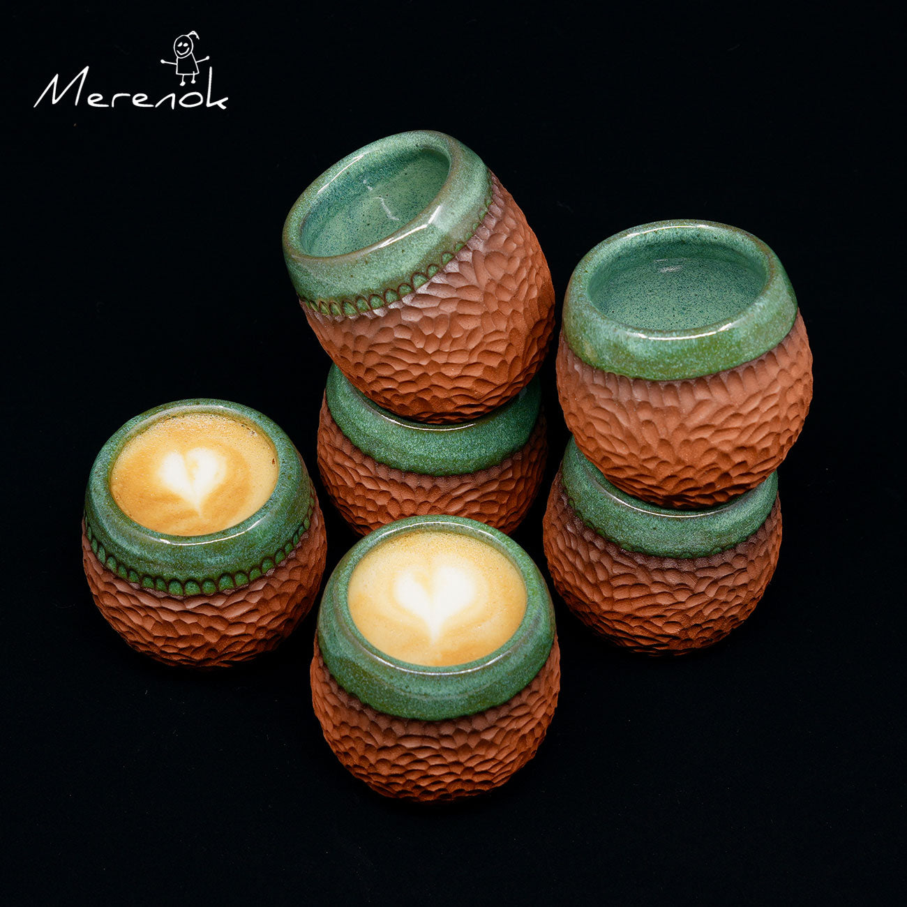 Terracotta en groen kopje 180 ml - Merenok Ceramics